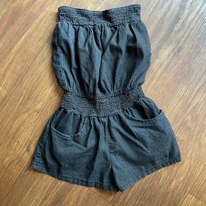 EUC 579 black denim romper